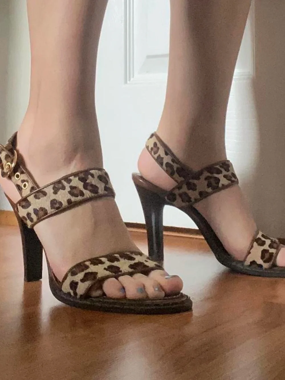 Franco Sarto Leopard Print Strappy High Heel Sandals
